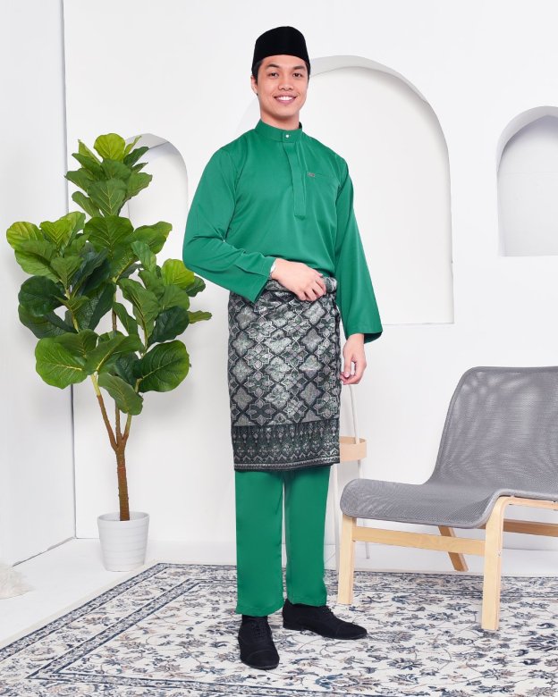 Baju Melayu Yusuf Slim Fit – Emerald Green