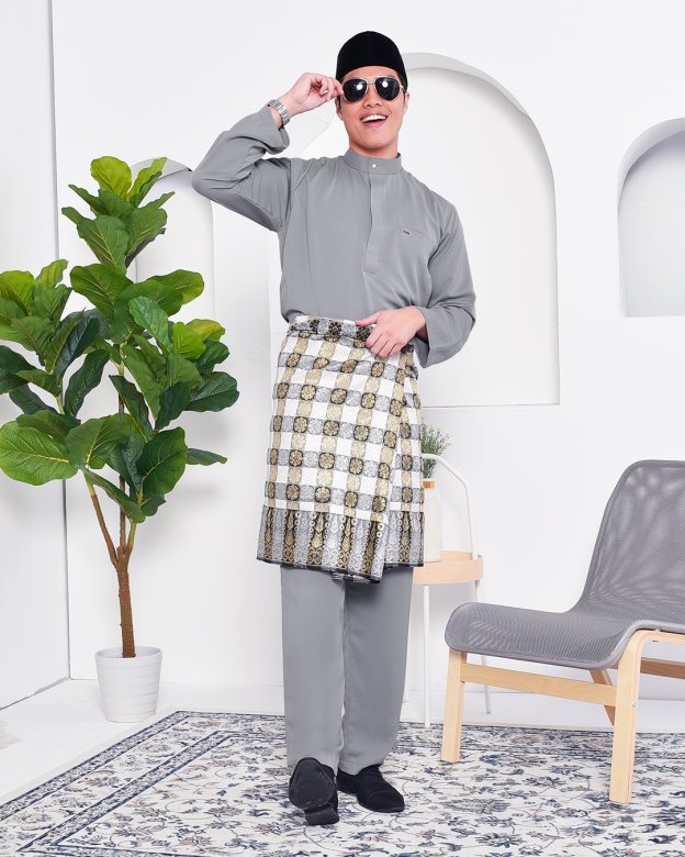 Baju Melayu Yusuf Slim Fit – Silver Mine