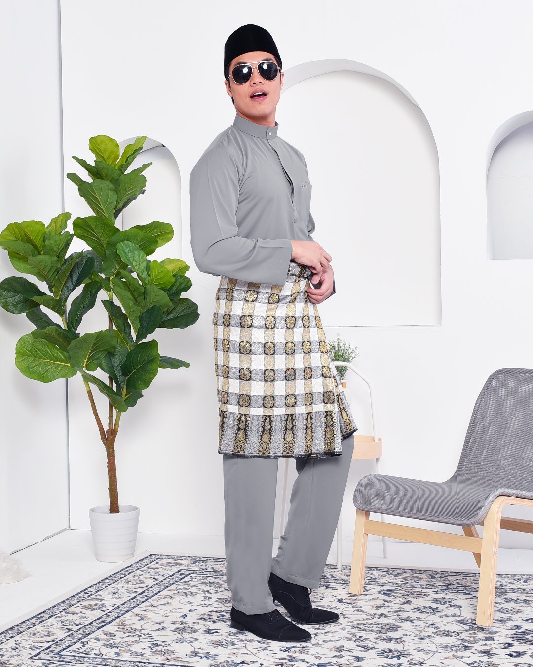 Baju Melayu Yusuf Slim Fit – Silver Mine