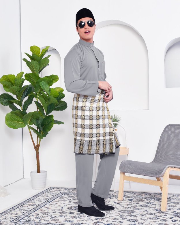 Baju Melayu Yusuf Slim Fit – Silver Mine