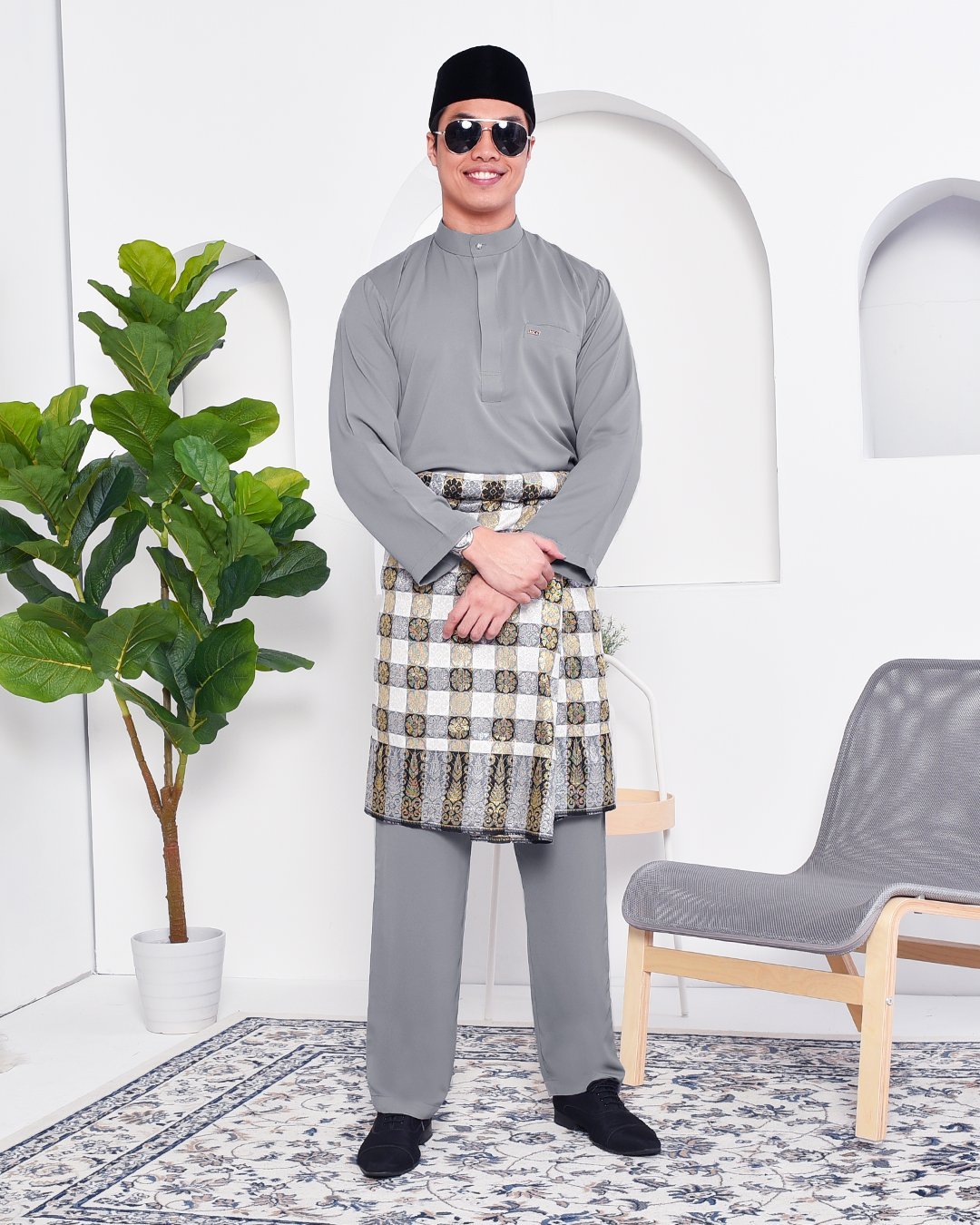 Baju Melayu Yusuf Slim Fit – Silver Mine
