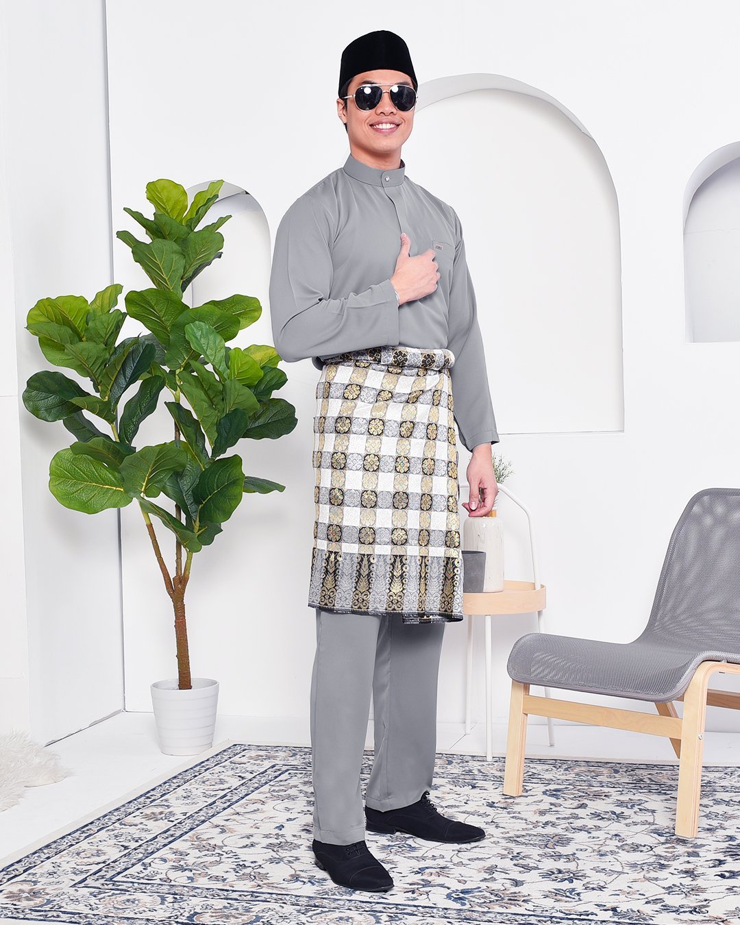 Baju Melayu Yusuf Slim Fit – Silver Mine