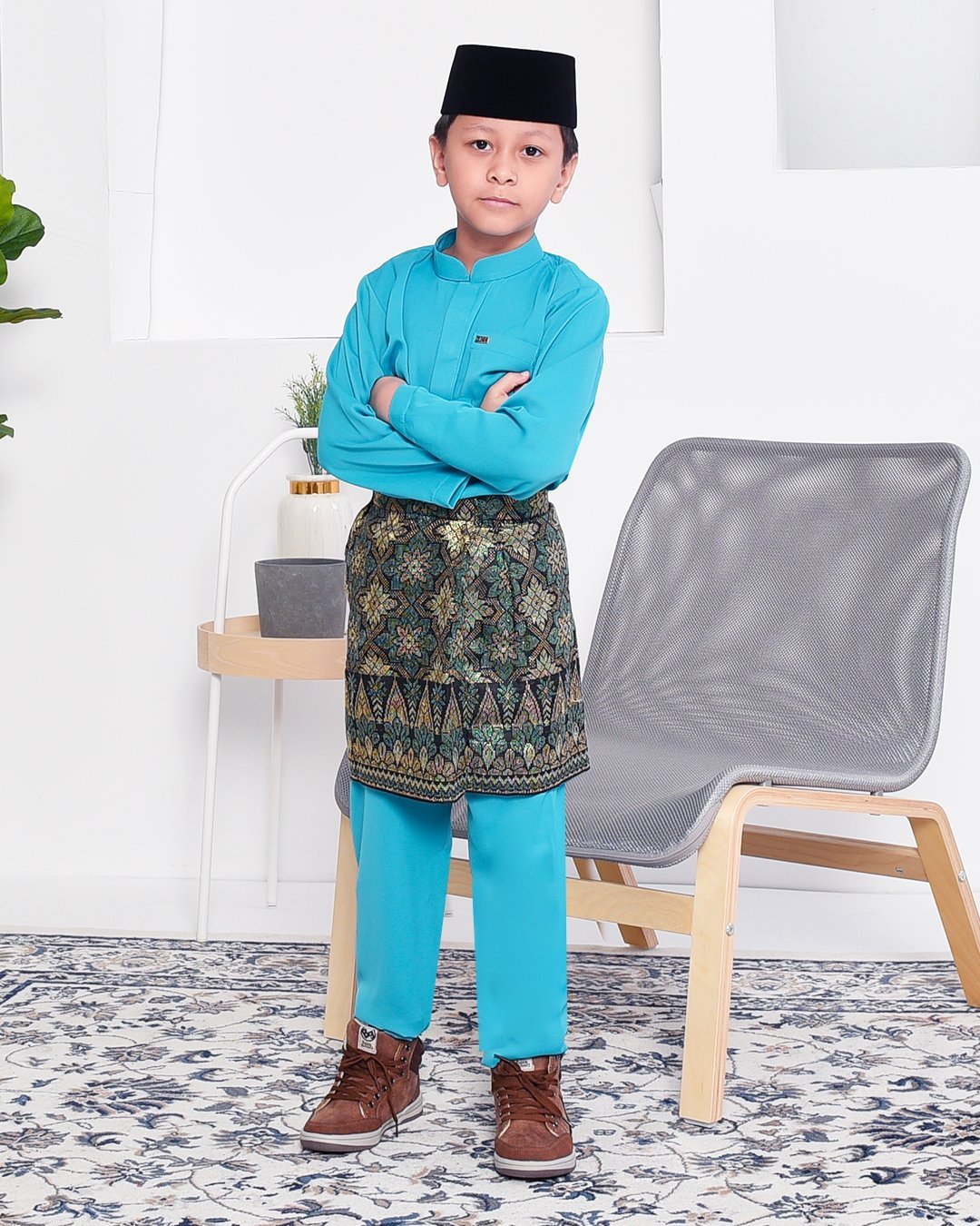 Baju Melayu Yusuf Slim Fit Kids - Aqua Marine