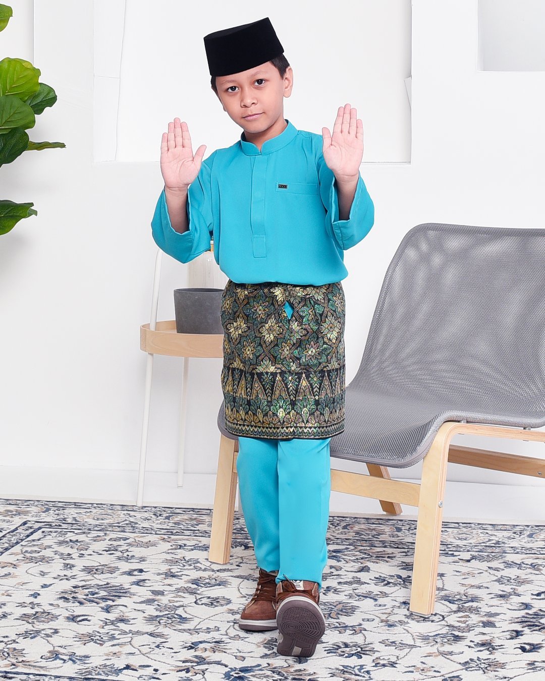 Baju Melayu Yusuf Slim Fit Kids - Aqua Marine