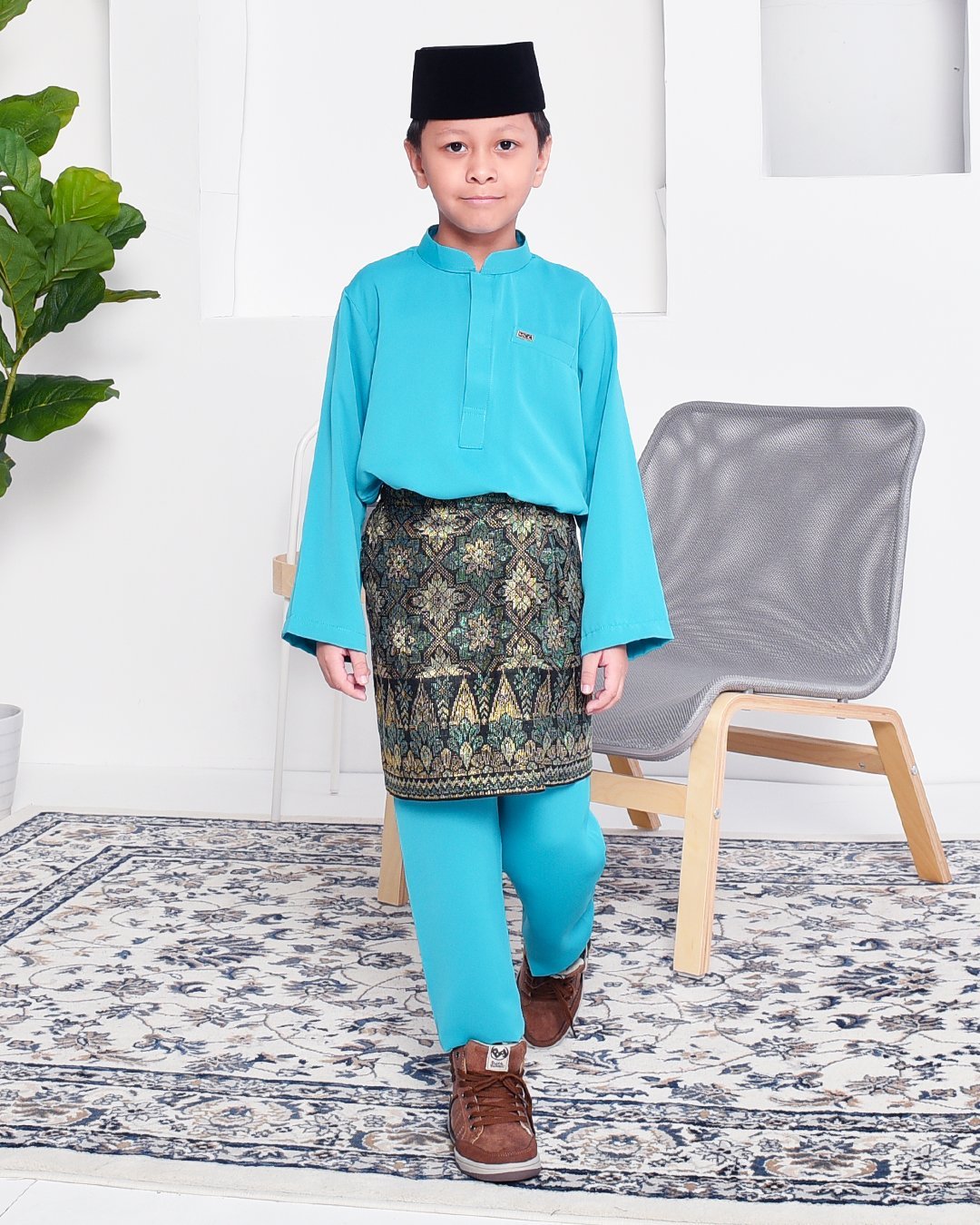 Baju Melayu Yusuf Slim Fit Kids - Aqua Marine