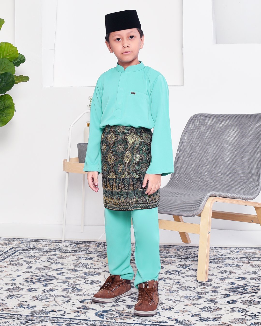 Baju Melayu Yusuf Slim Fit Kids - Fiji Green
