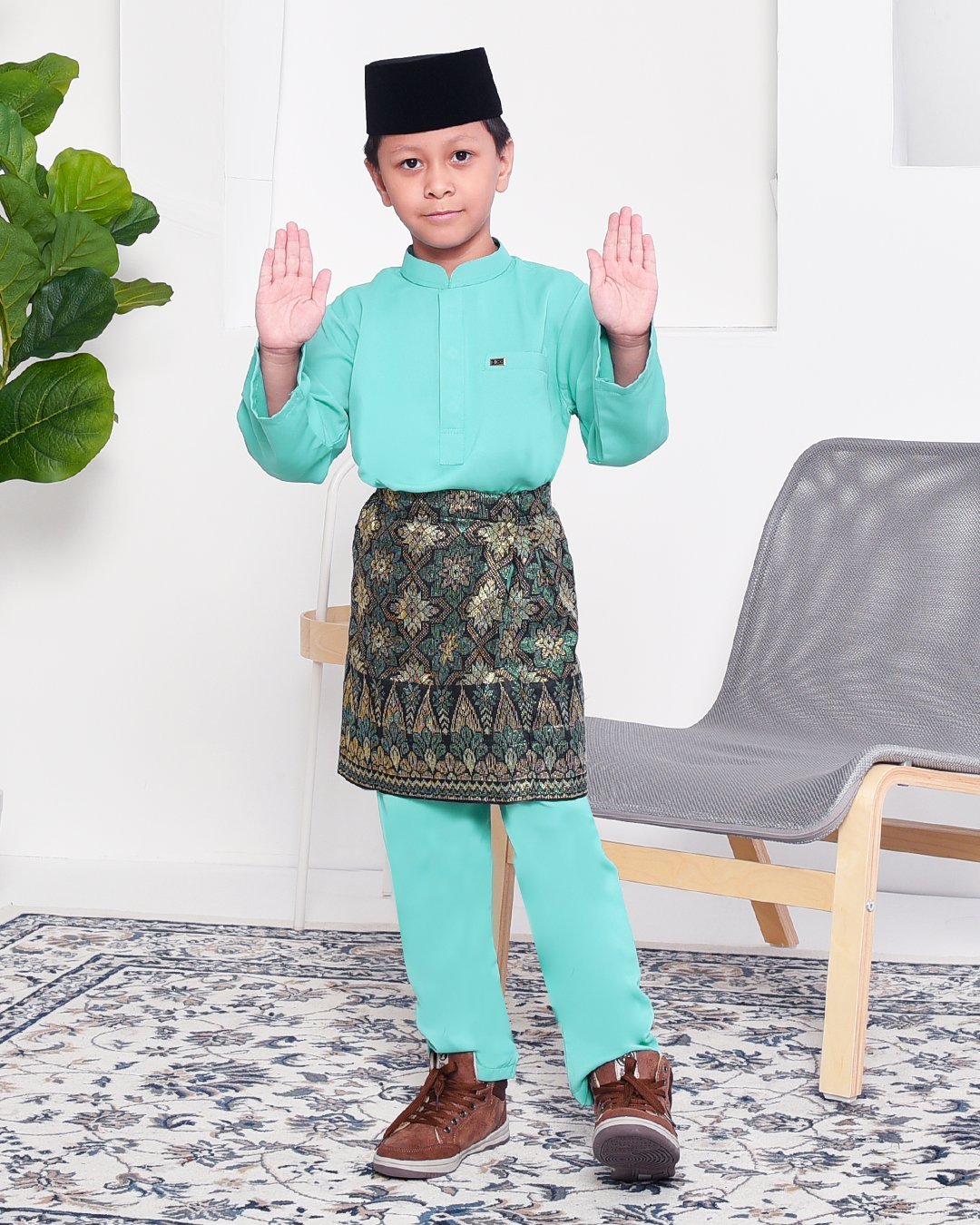 Baju Melayu Yusuf Slim Fit Kids - Fiji Green