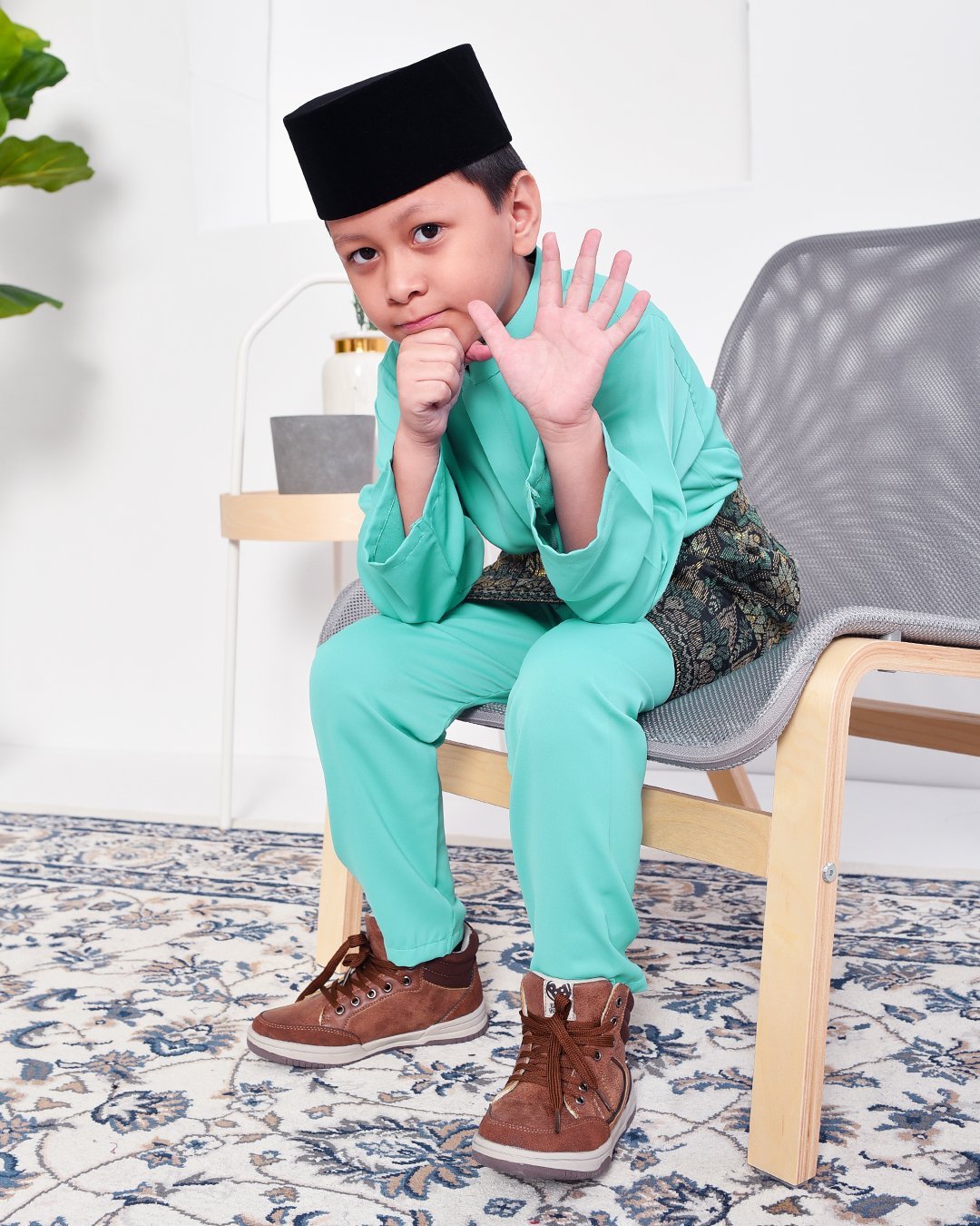 Baju Melayu Yusuf Slim Fit Kids - Fiji Green