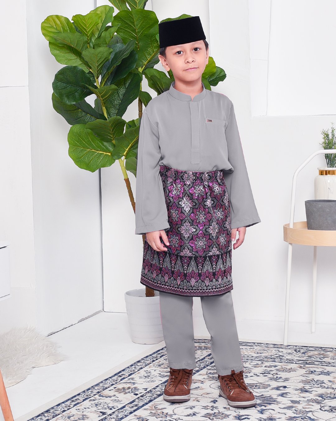 Baju Melayu Yusuf Slim Fit Kids - Silver Mine