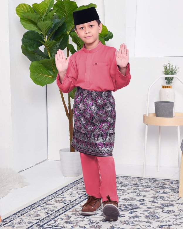 Baju Melayu Yusuf Slim Fit Kids - Apricot