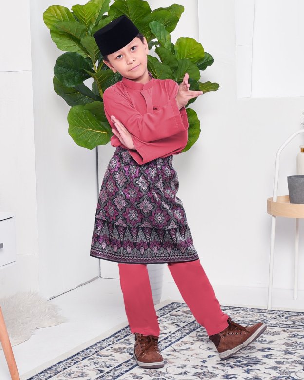 Baju Melayu Yusuf Slim Fit Kids - Apricot
