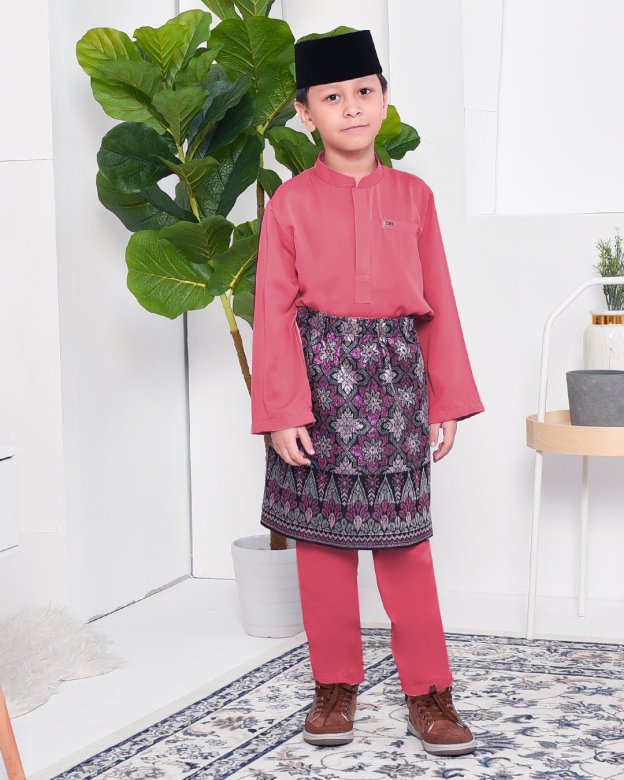 Baju Melayu Yusuf Slim Fit Kids - Apricot