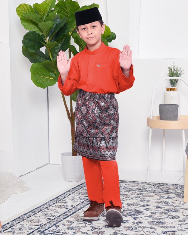 Baju Melayu Yusuf Slim Fit Kids - Terracotta