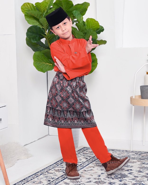 Baju Melayu Yusuf Slim Fit Kids - Terracotta