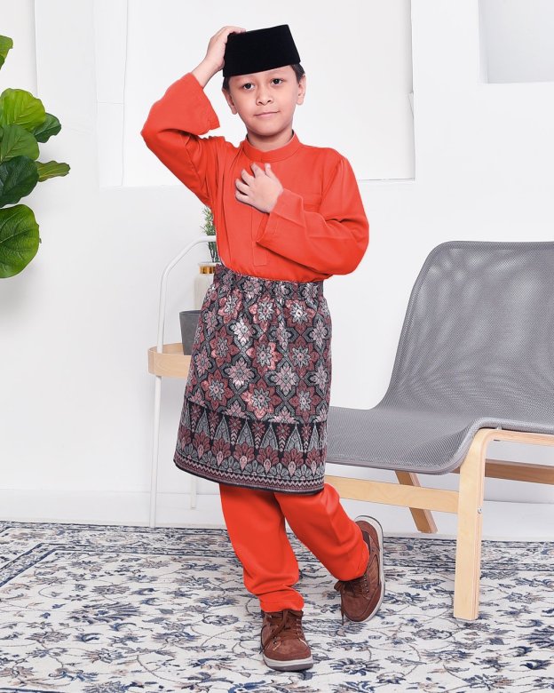 Baju Melayu Yusuf Slim Fit Kids - Terracotta
