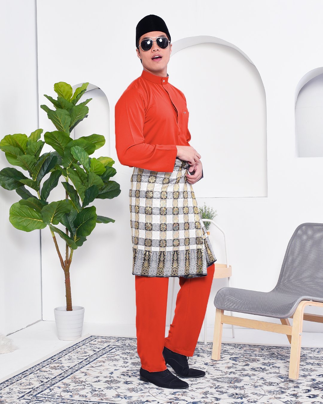 Baju Melayu Yusuf Slim Fit – Terracotta