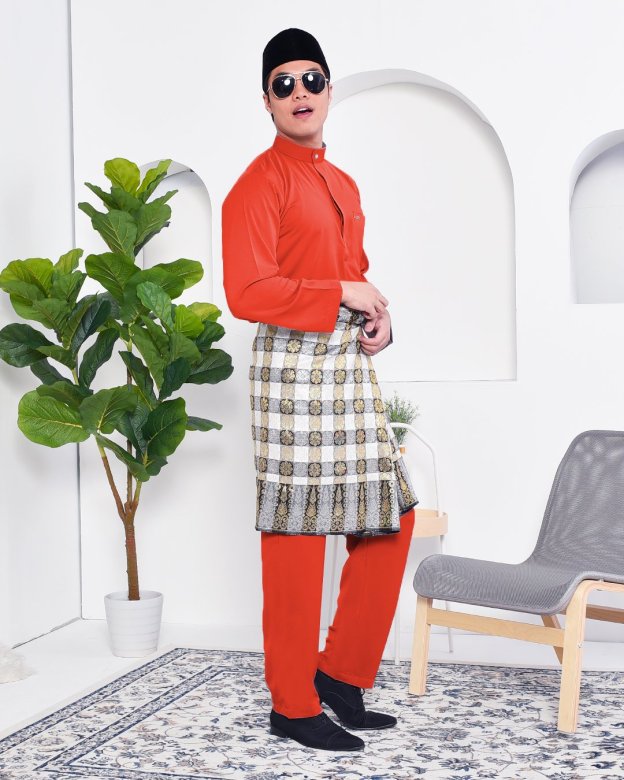 Baju Melayu Yusuf Slim Fit – Terracotta