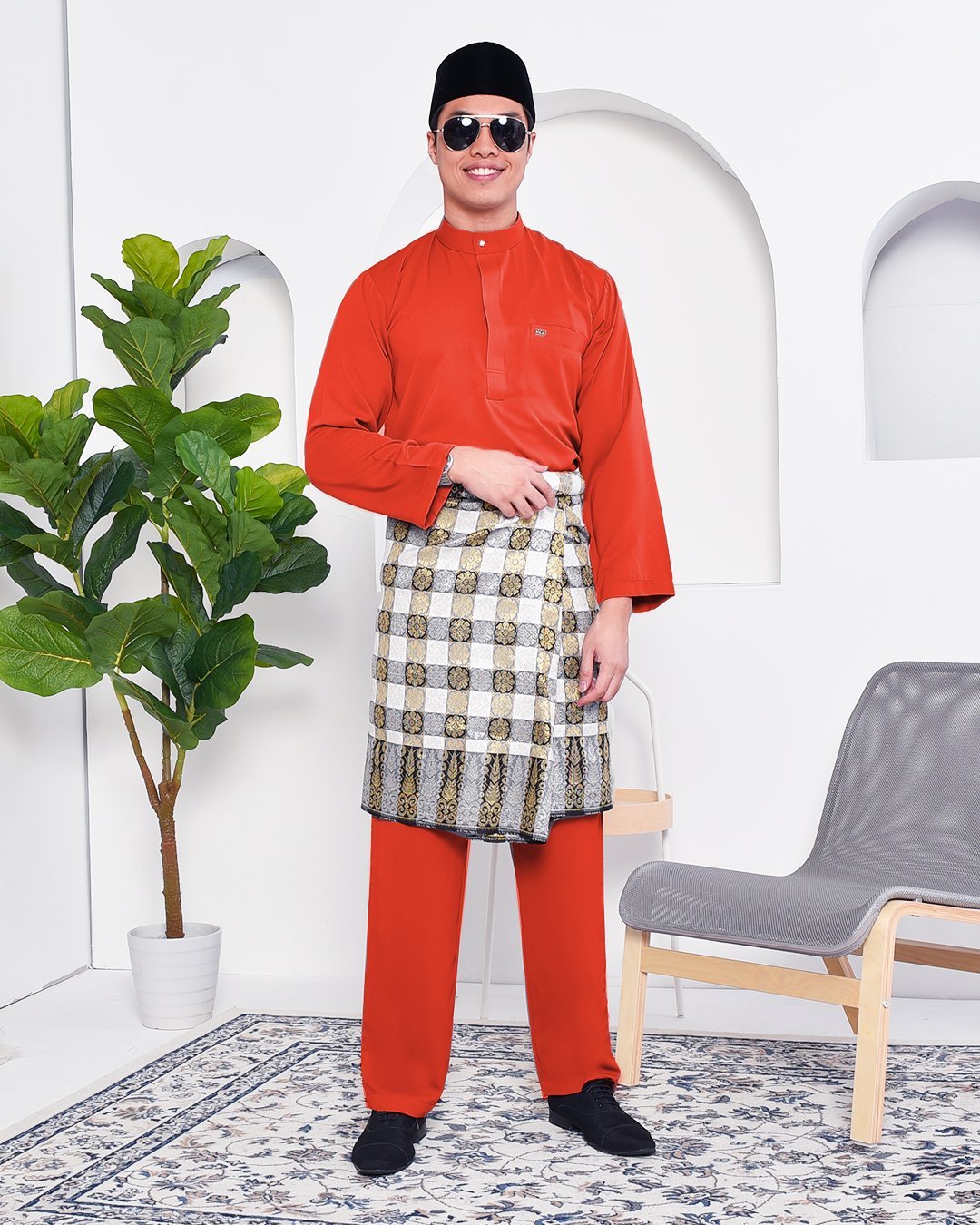 Baju Melayu Yusuf Slim Fit – Terracotta