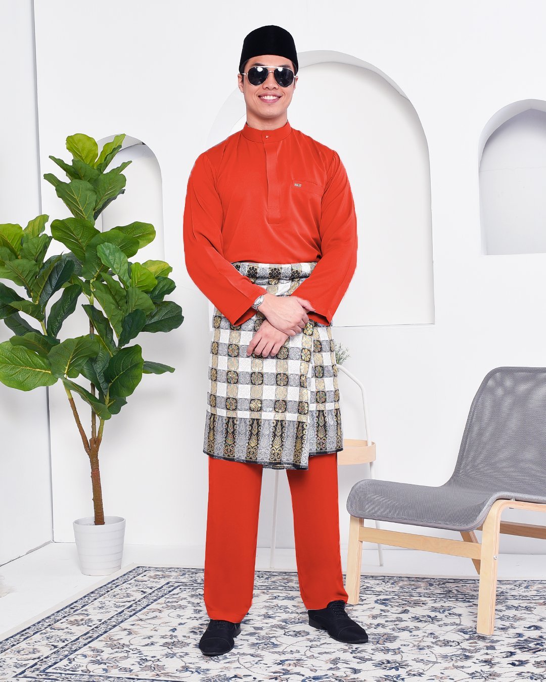 Baju Melayu Yusuf Slim Fit – Terracotta