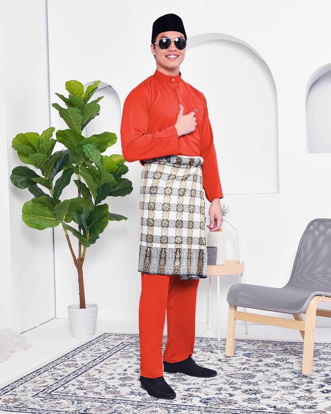 Baju Melayu Yusuf Slim Fit – Terracotta