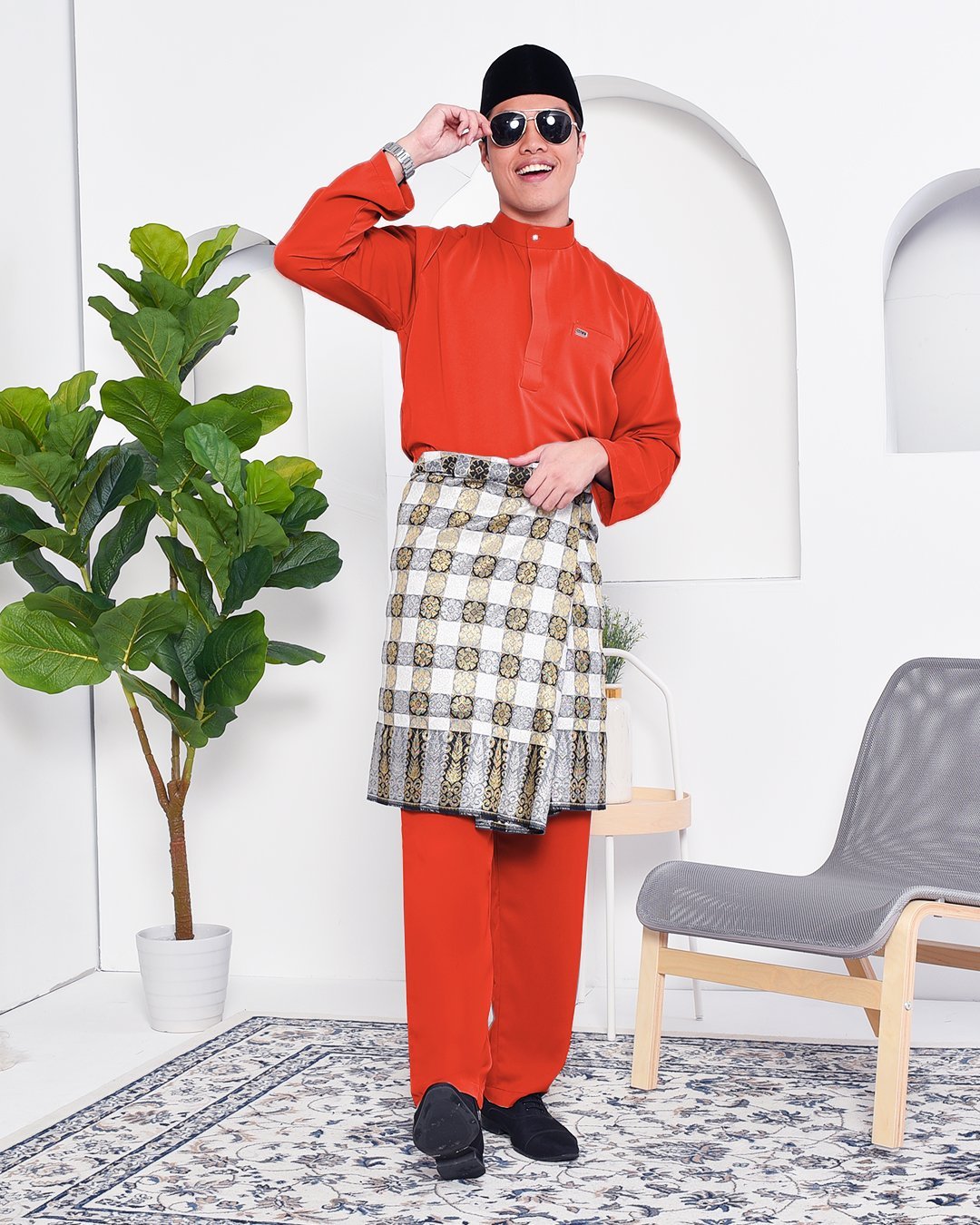 Baju Melayu Yusuf Slim Fit – Terracotta