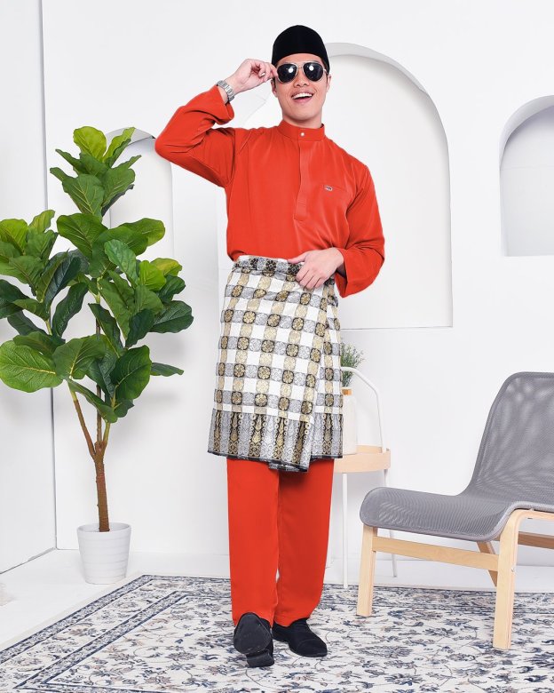 Baju Melayu Yusuf Slim Fit – Terracotta