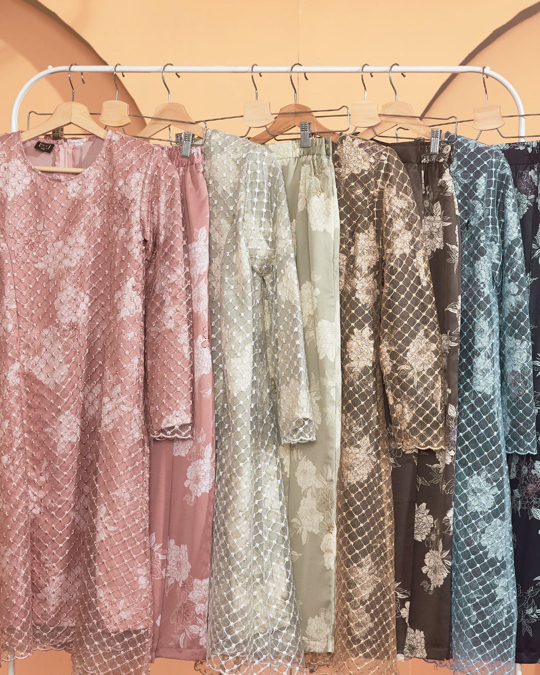 Baju Kurung Lace Brenna - Soft Blue