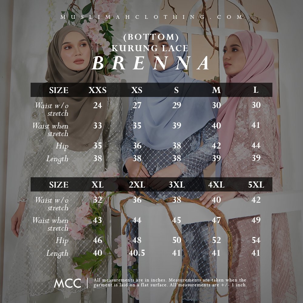 Baju Kurung Lace Brenna - Soft Blue