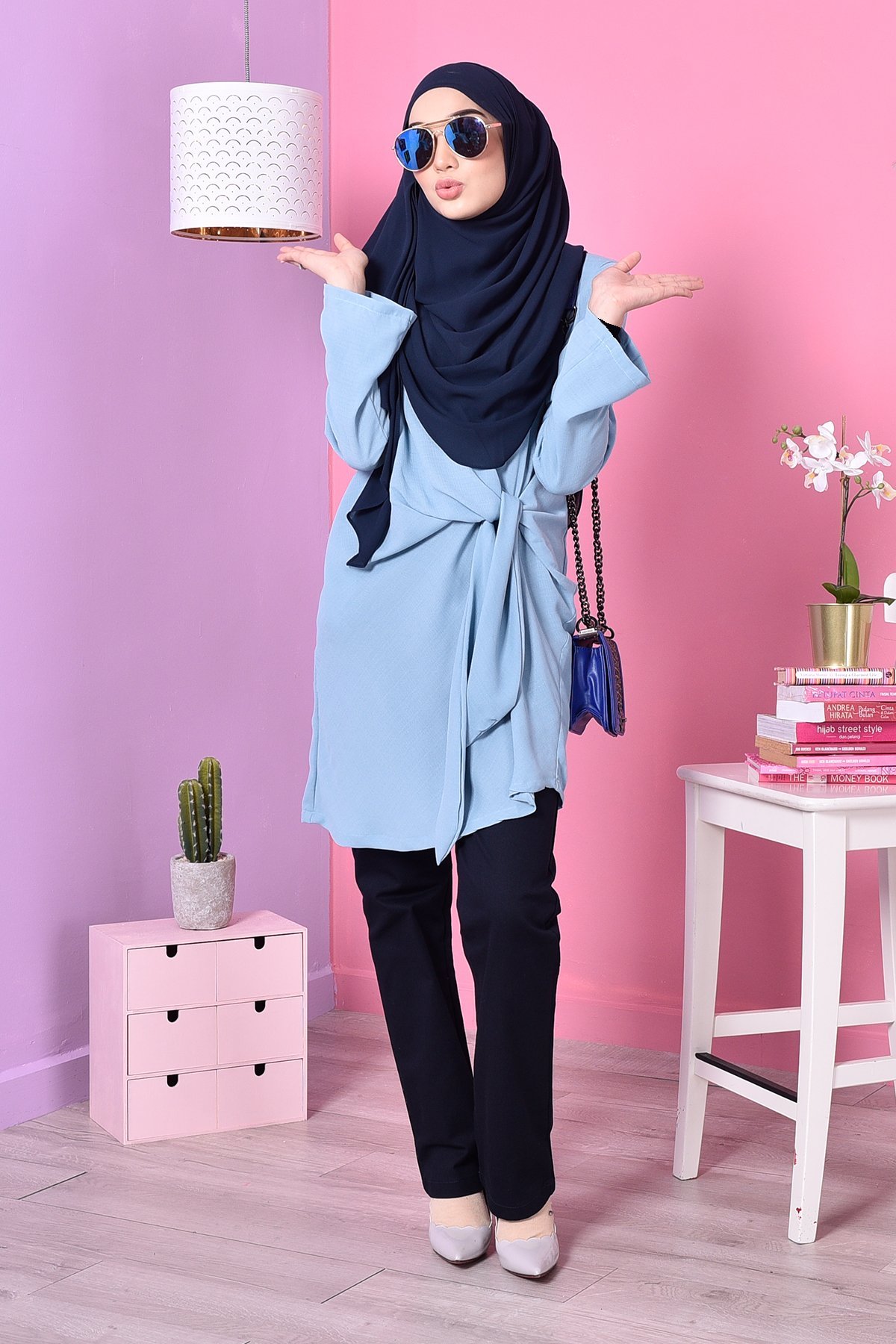 Blouse Ribbon Ribena - Blue