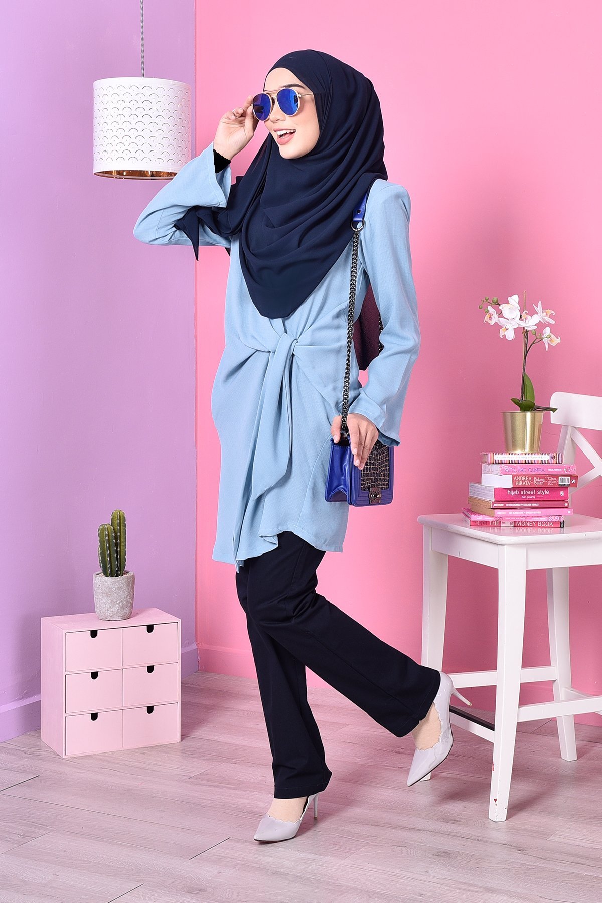 Blouse Ribbon Ribena - Blue