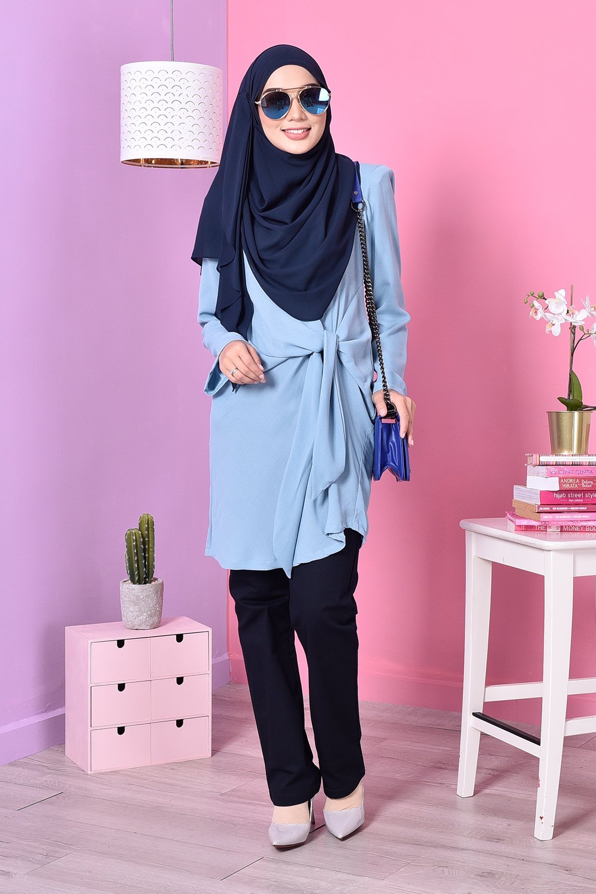 Blouse Ribbon Ribena - Blue