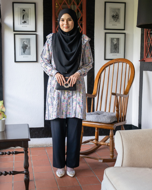 Blouse Ruffle Natalia - Black Stripe