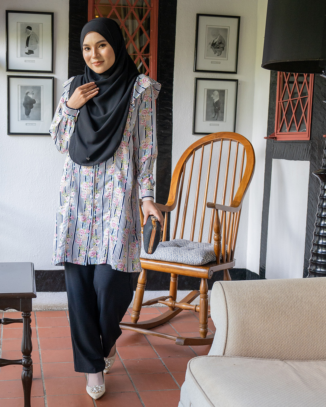 Blouse Ruffle Natalia - Black Stripe