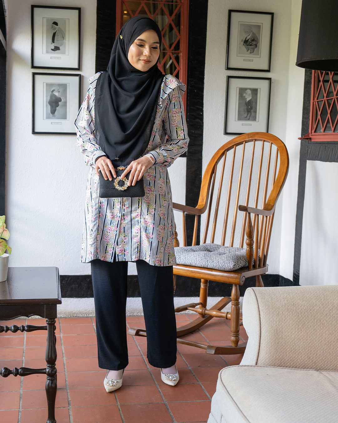 Blouse Ruffle Natalia - Black Stripe
