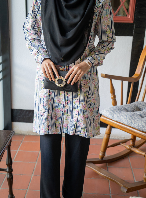 Blouse Ruffle Natalia - Black Stripe