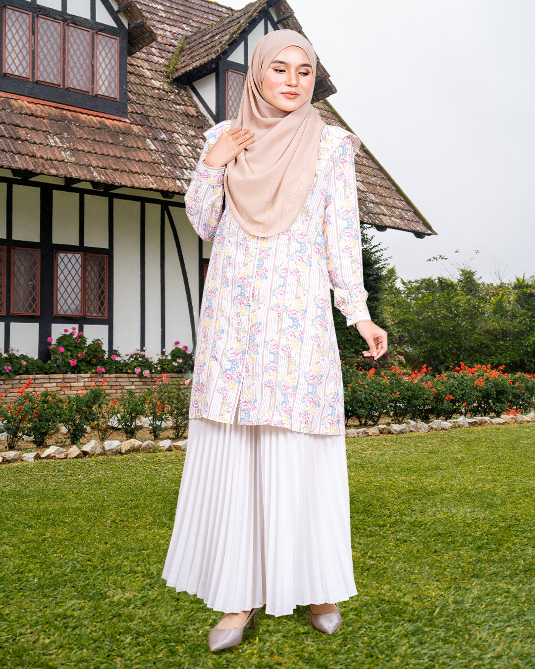 Blouse Ruffle Natalia - Pistachio Stripe