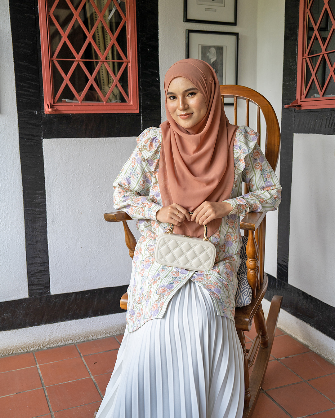 Blouse Ruffle Natalia - Coral Stripe