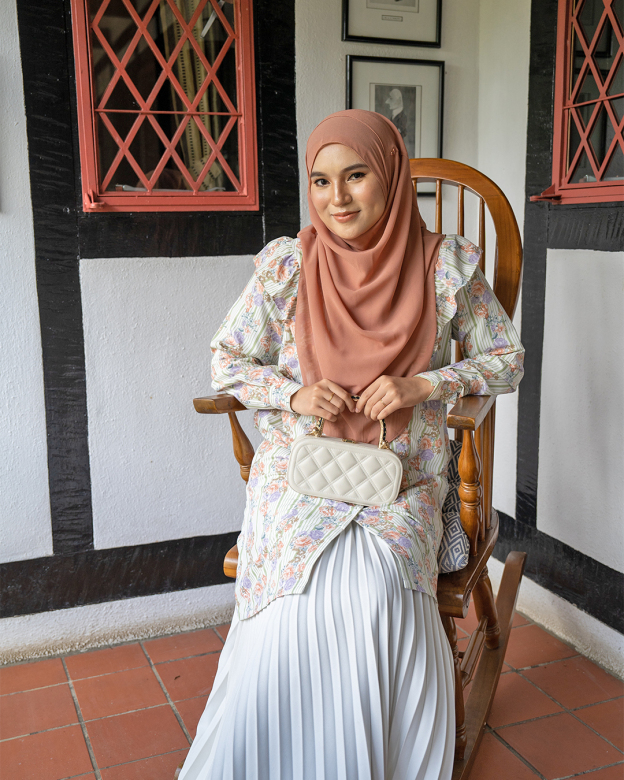 Blouse Ruffle Natalia - Coral Stripe