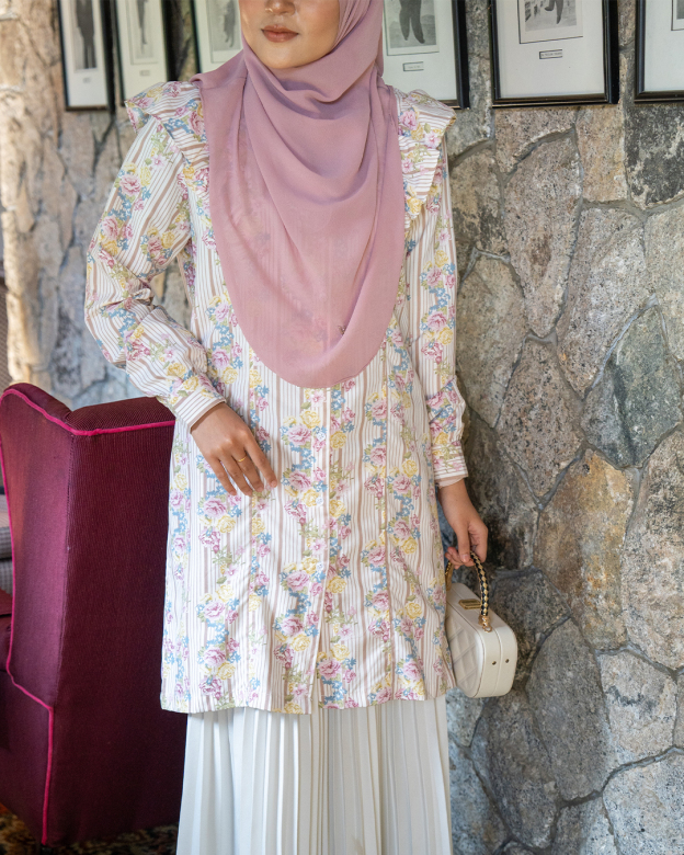 Blouse Ruffle Natalia - Khaki Stripe