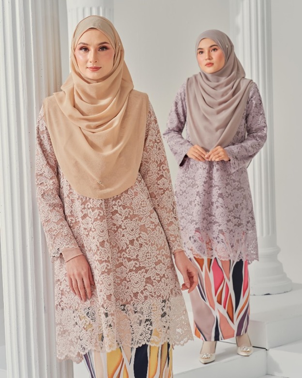 Baju Kurung Lace Alexa Senada