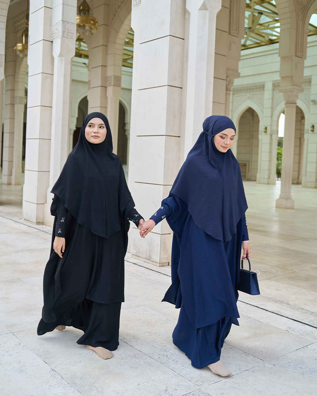 Kaftan And Khimar 3-Piece Suit Coquette Sulam Ribbon Clarissa - Black