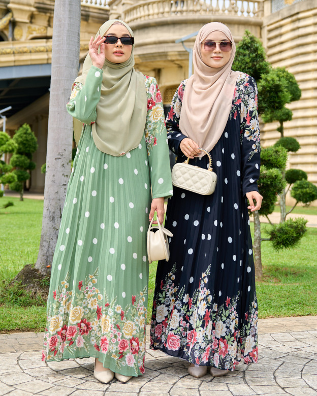 Dress Pleated Polka Anani - Jet Black