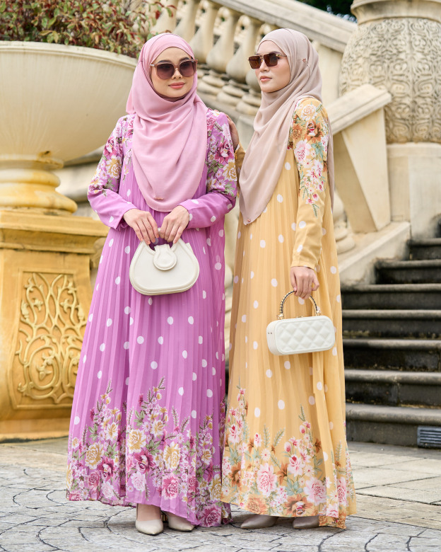 Dress Pleated Polka Anani - Bright Lilac