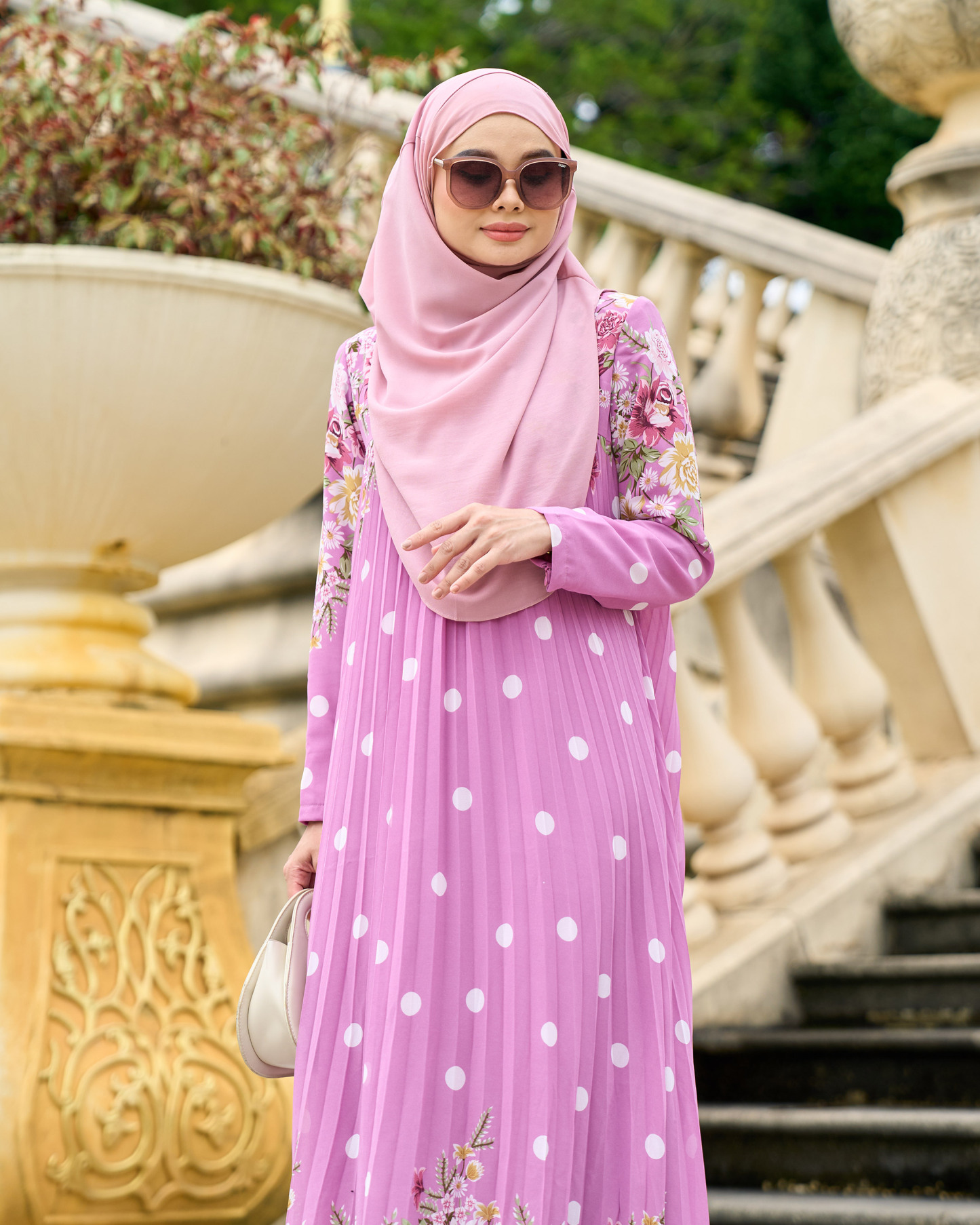 Dress Pleated Polka Anani - Bright Lilac