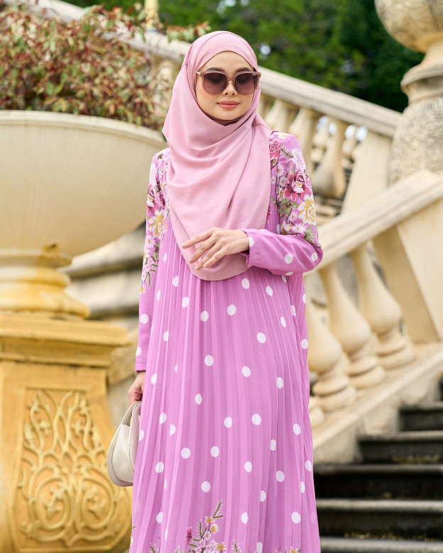 Dress Pleated Polka Anani - Bright Lilac