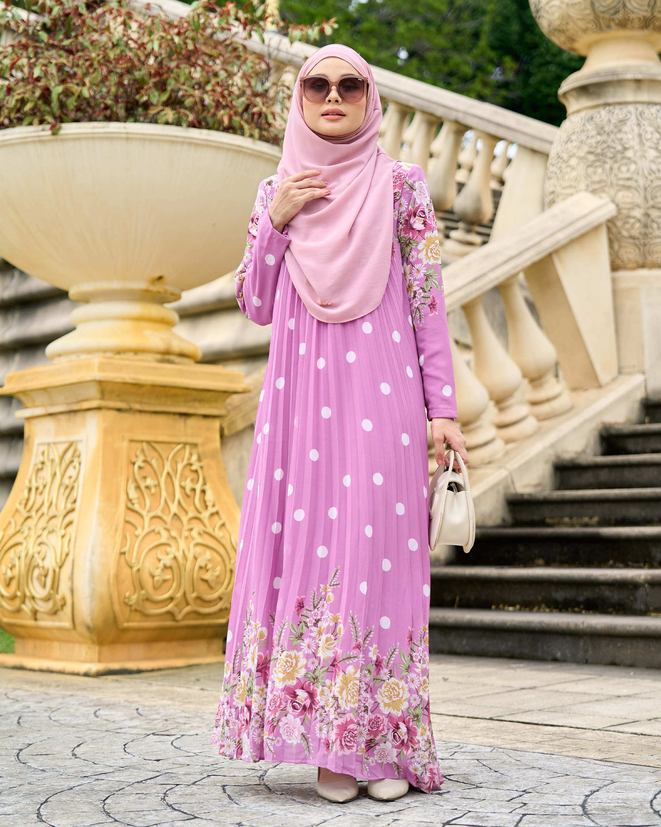 Dress Pleated Polka Anani - Bright Lilac
