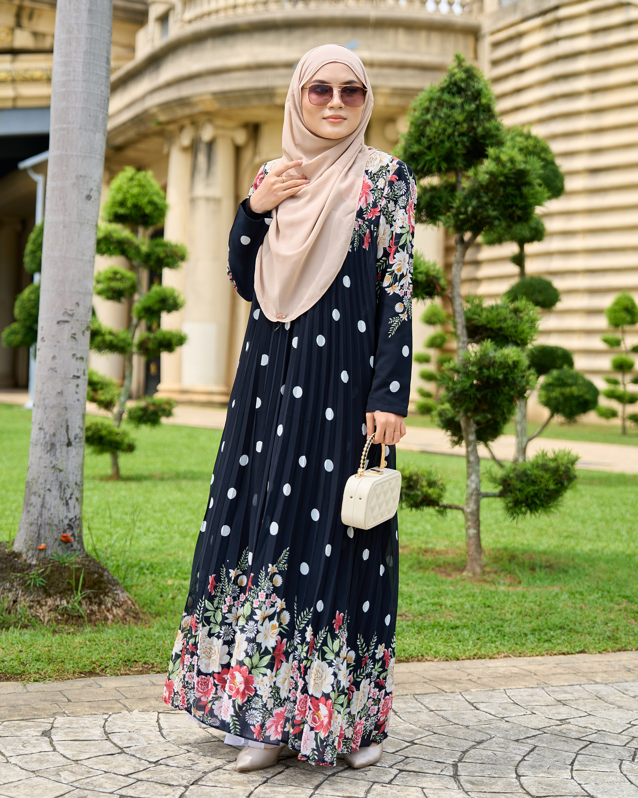 Dress Pleated Polka Anani - Jet Black
