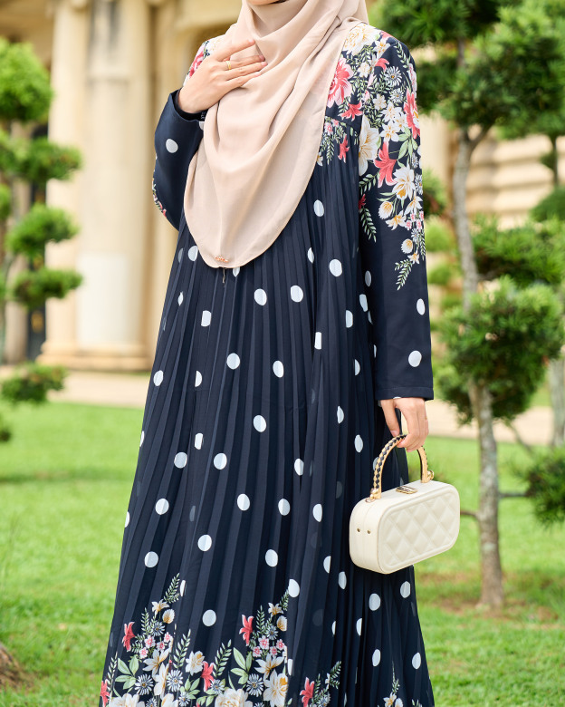 Dress Pleated Polka Anani - Jet Black