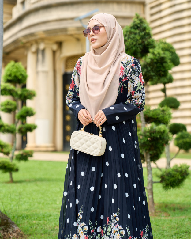 Dress Pleated Polka Anani - Jet Black