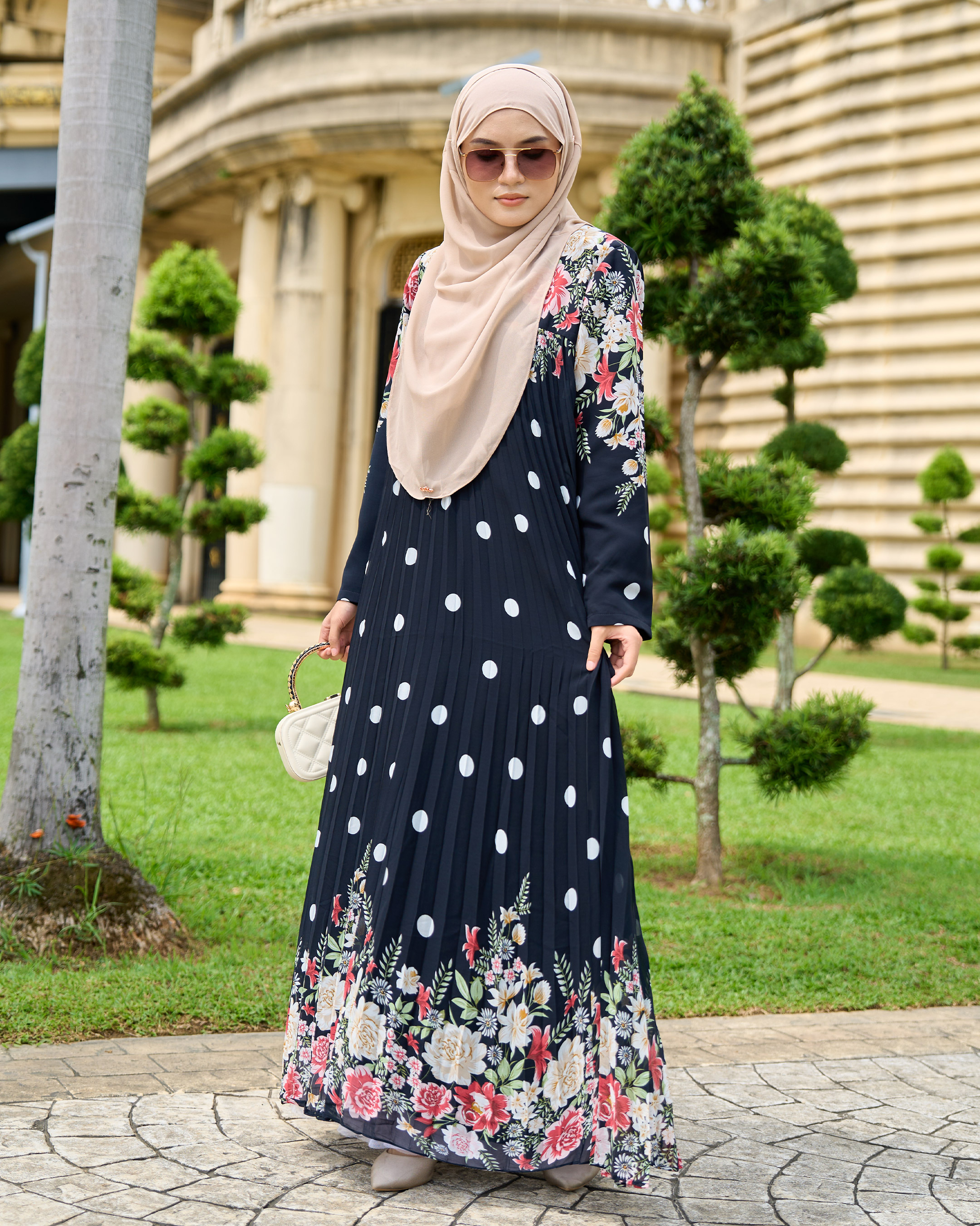 Dress Pleated Polka Anani - Jet Black